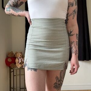 Brandy Melville Green Plaid Mini Skirt